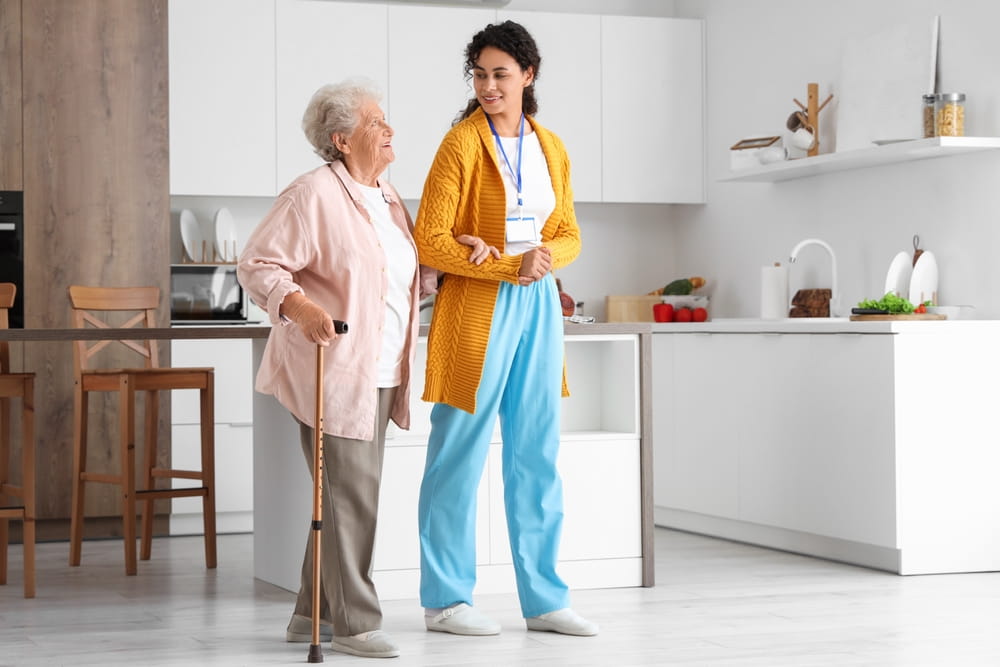 Caregiver assisting senior in Foothills County