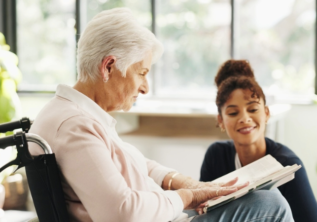 Nurse and Senior citizen at home