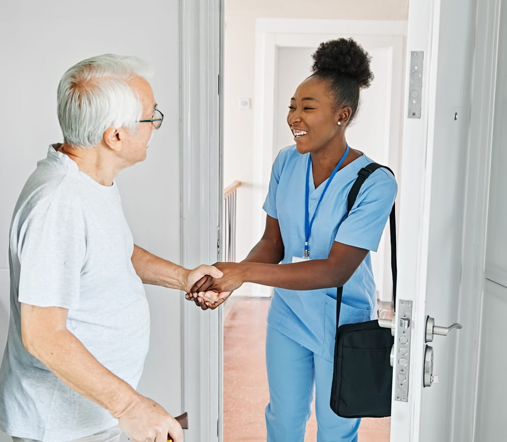 Nurse checking on a senior in Haysboro