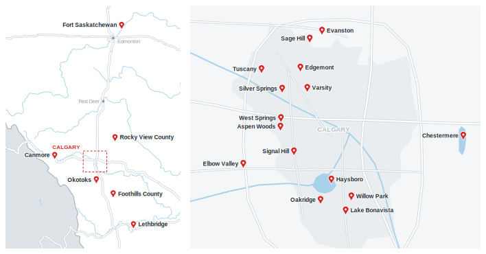 Service coverage area map